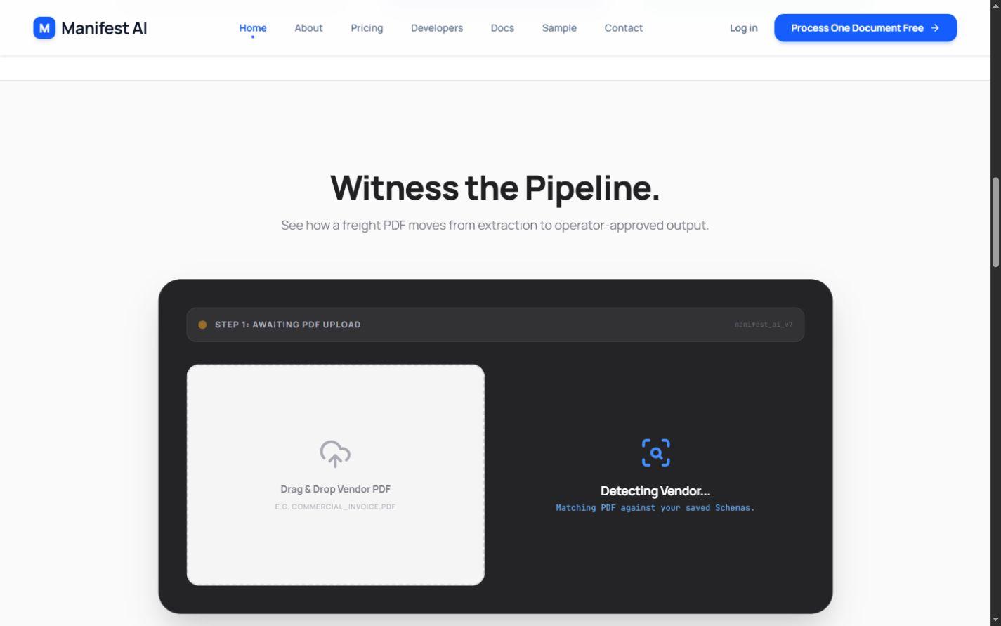 Manifest AI Document Intelligence Platform — public website capture